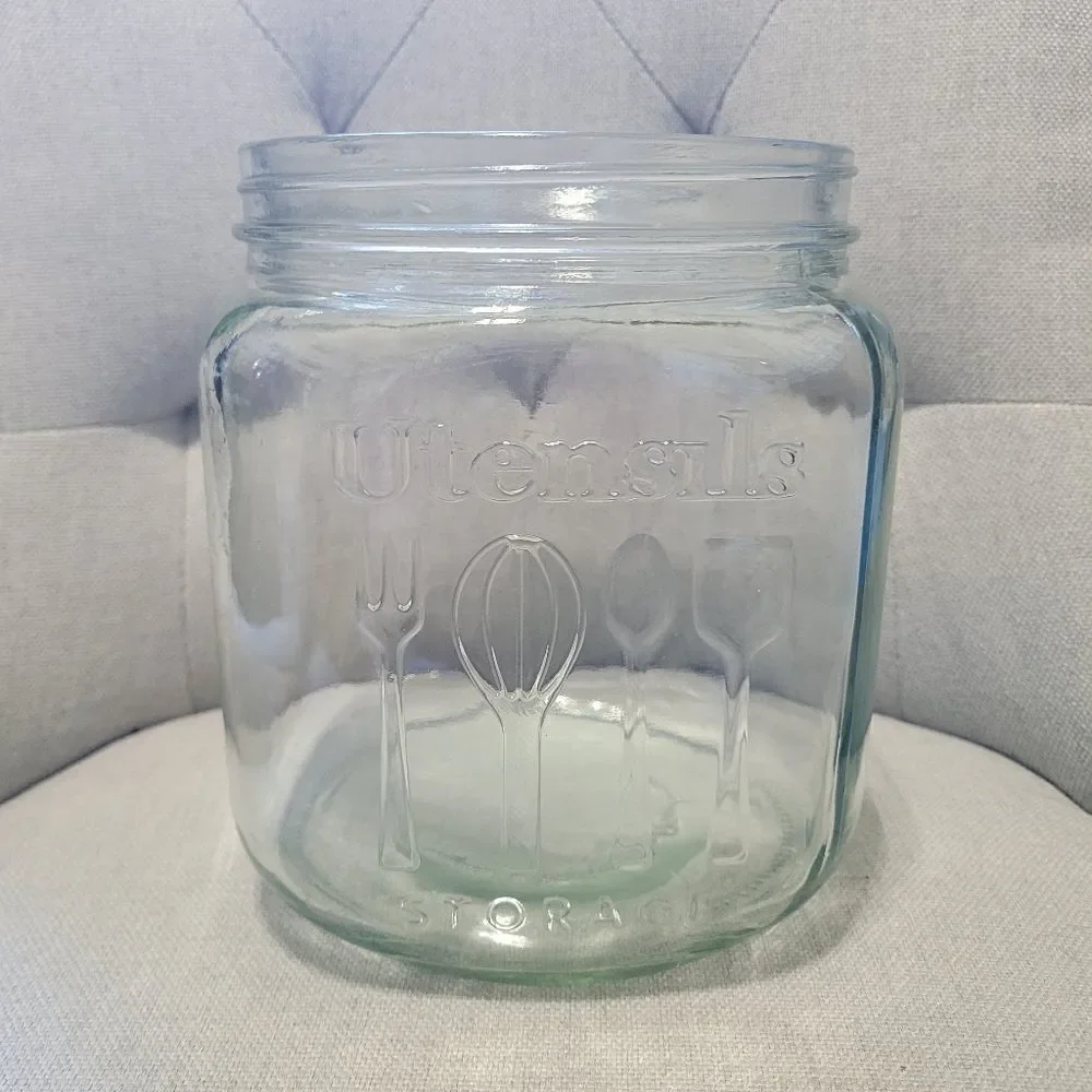 Glass embossed utensil holder